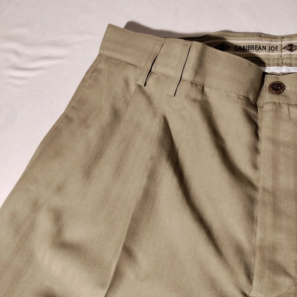 Caribbean Joe 34x34 (33x34.5 Actual) Pleated Dress Pants Khaki Tan Cuffed NWT
